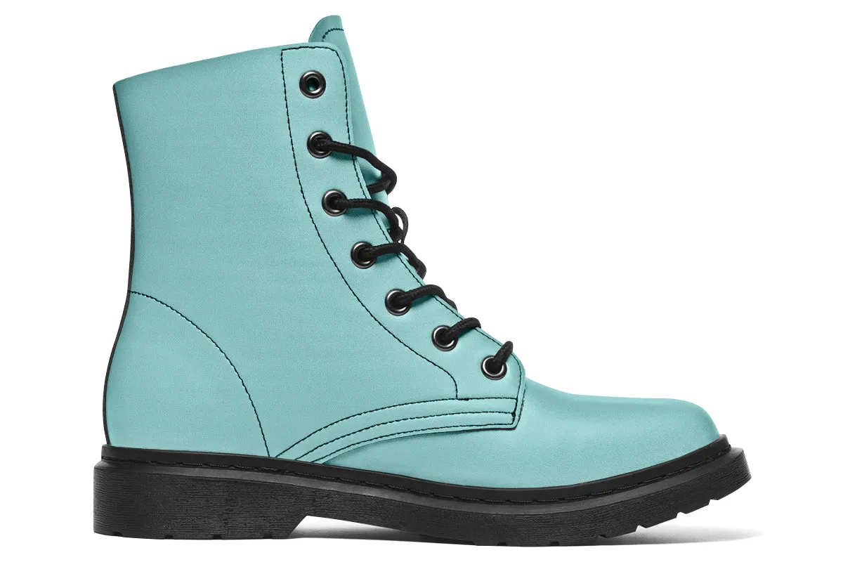 Aqua Mist Boots - Vegan Leather Doc-Style Boots with Durable Stitched on Soles