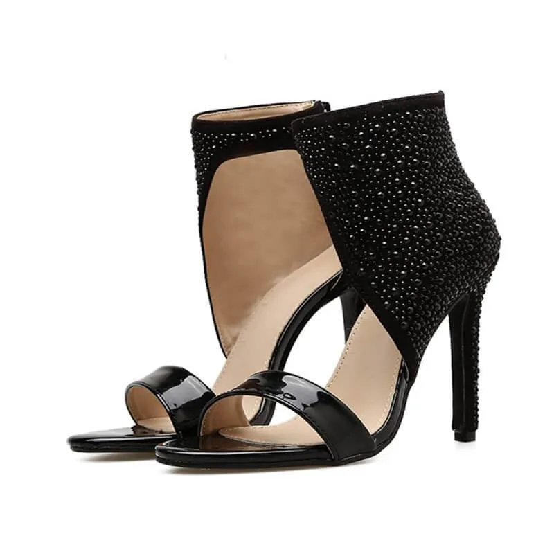 Black High Heel Peep Toe Sandals