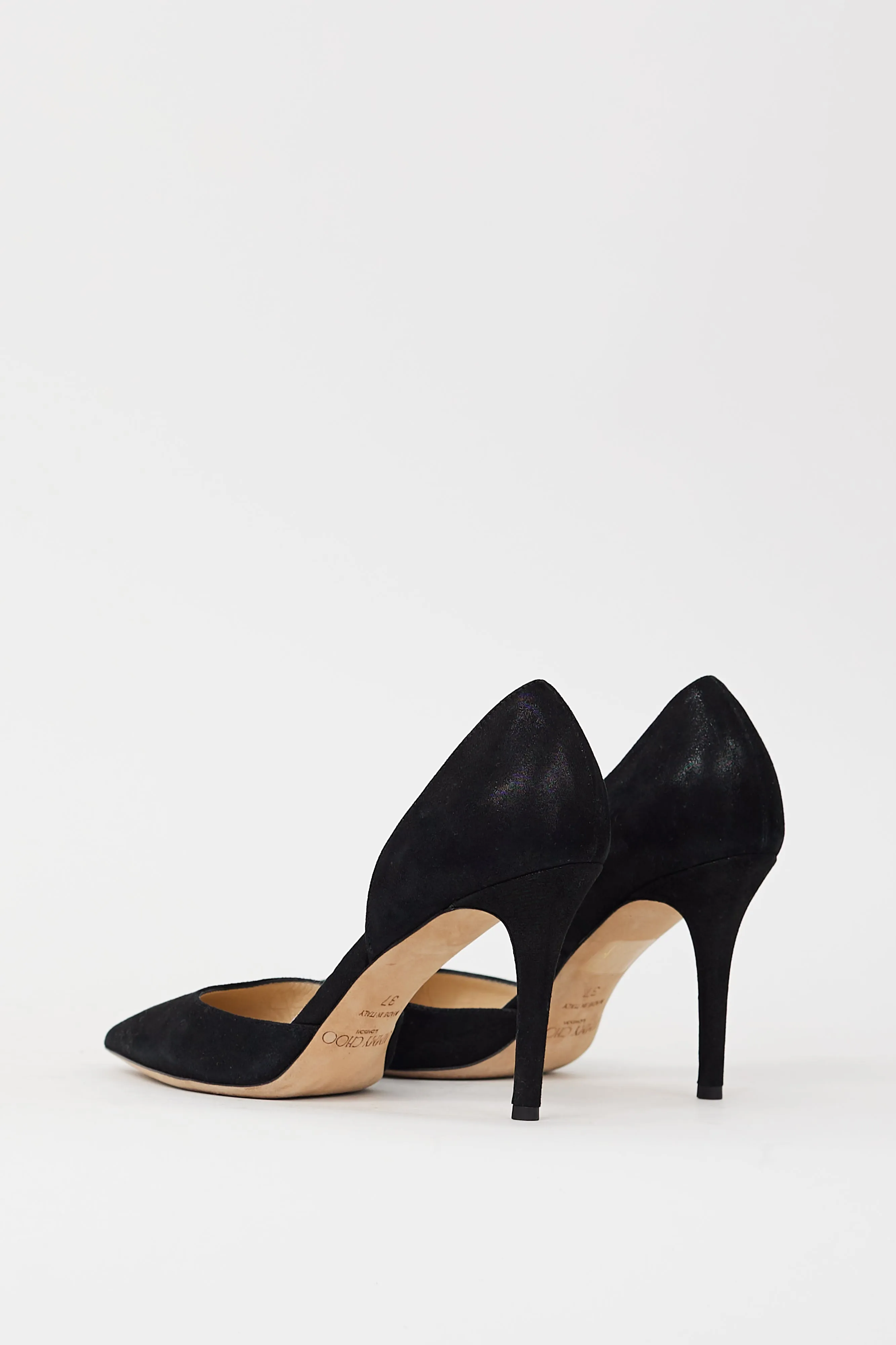 Black Shiny Suede Addison D'Orsay Pump