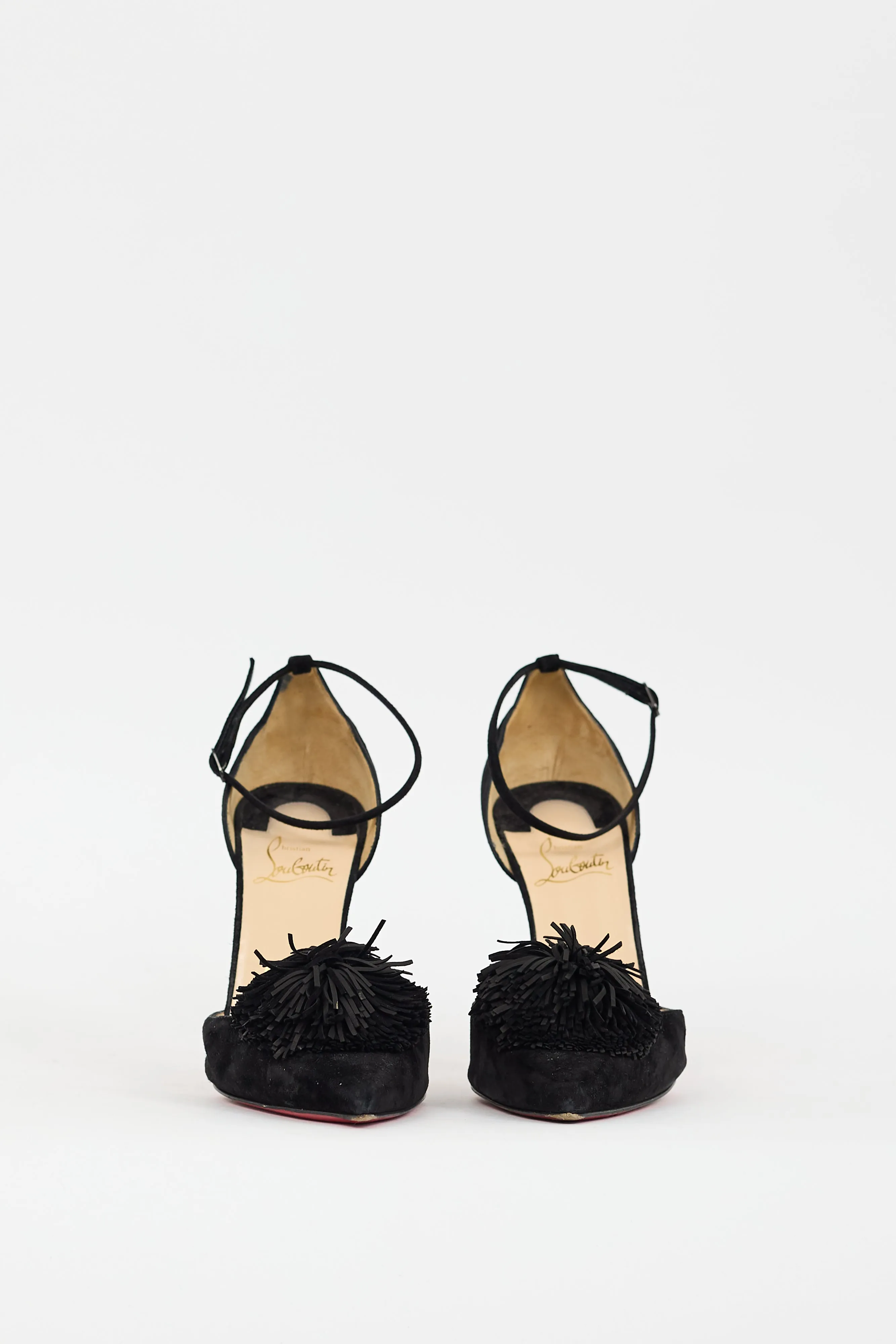Black Suede Tsarou Pom Pom D'Orsay Pump