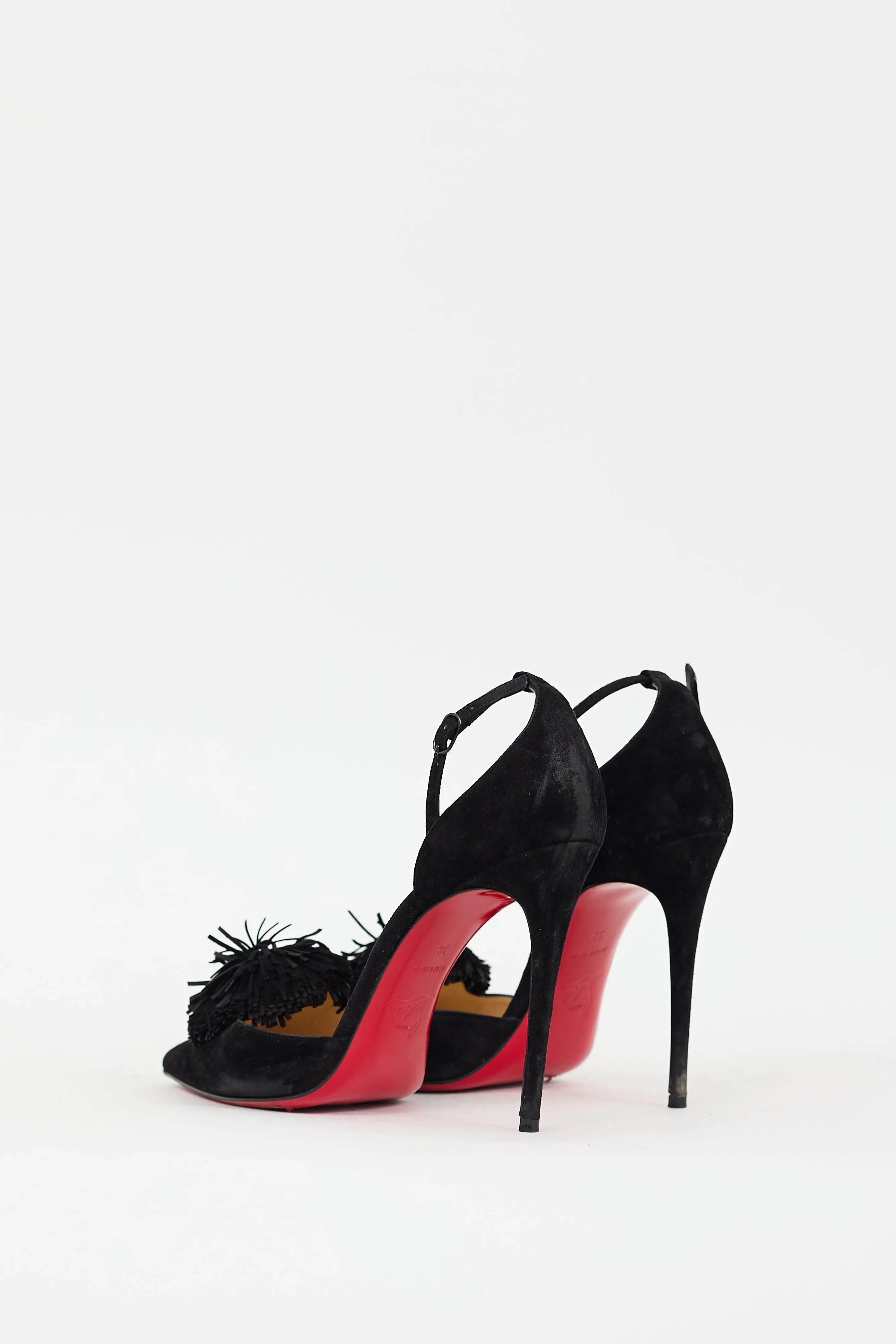 Black Suede Tsarou Pom Pom D'Orsay Pump