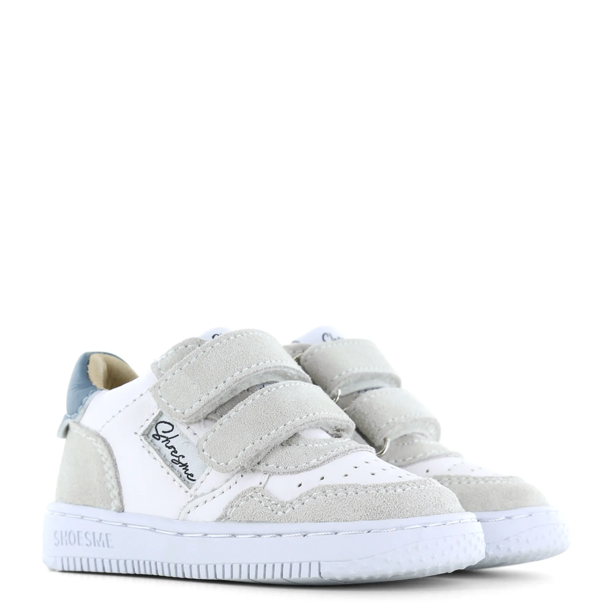 (BN24S015-C) Leather Sneakers Baby-Proof White Jeans Blue