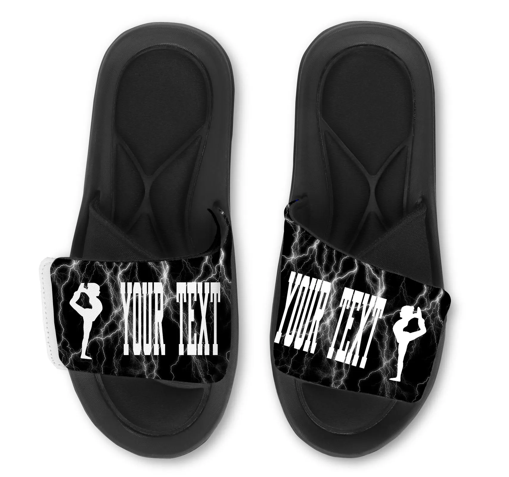 Custom Gymnastics Slides Sandals with Lightning Background, Choose Your Image