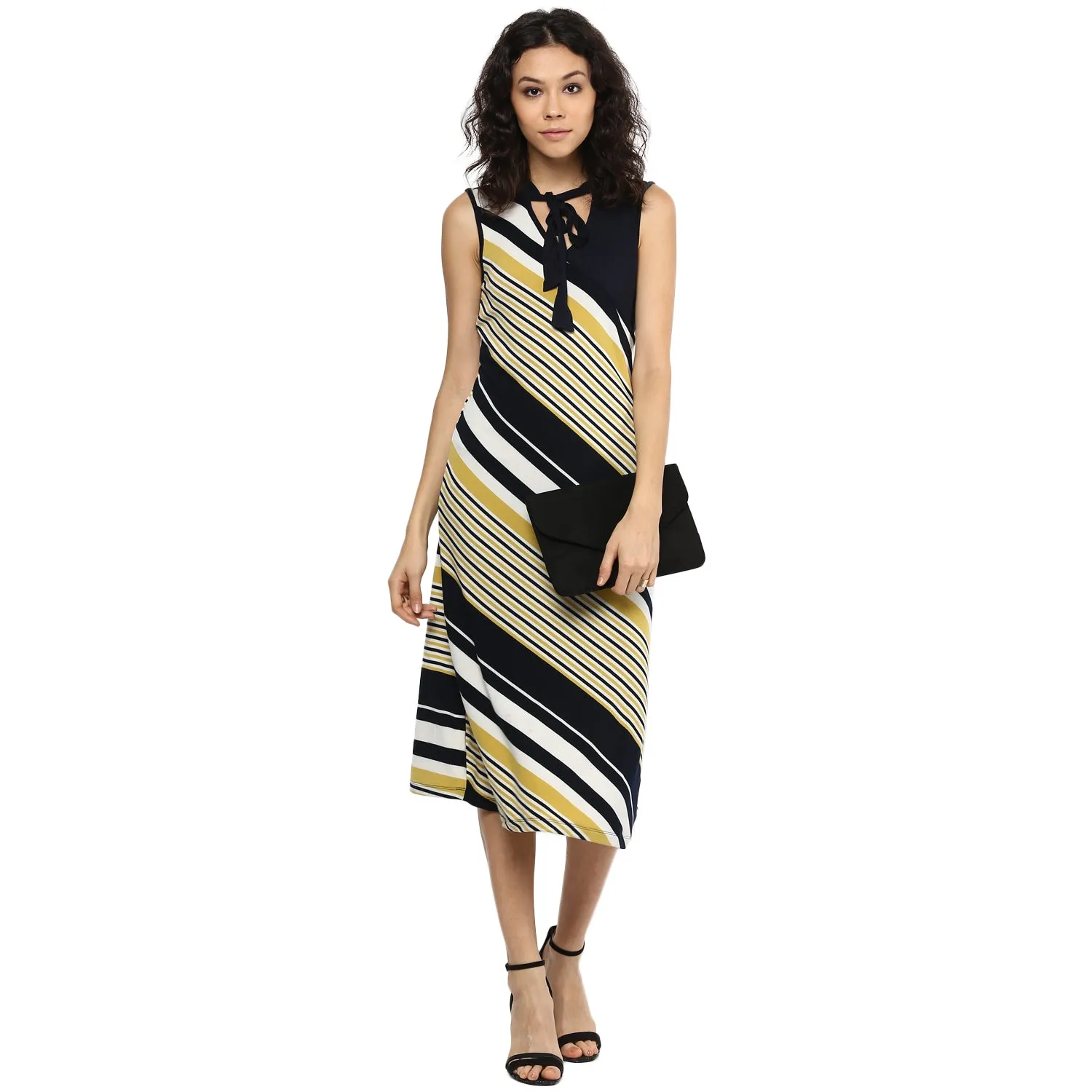 Dark Blue Striped Dress