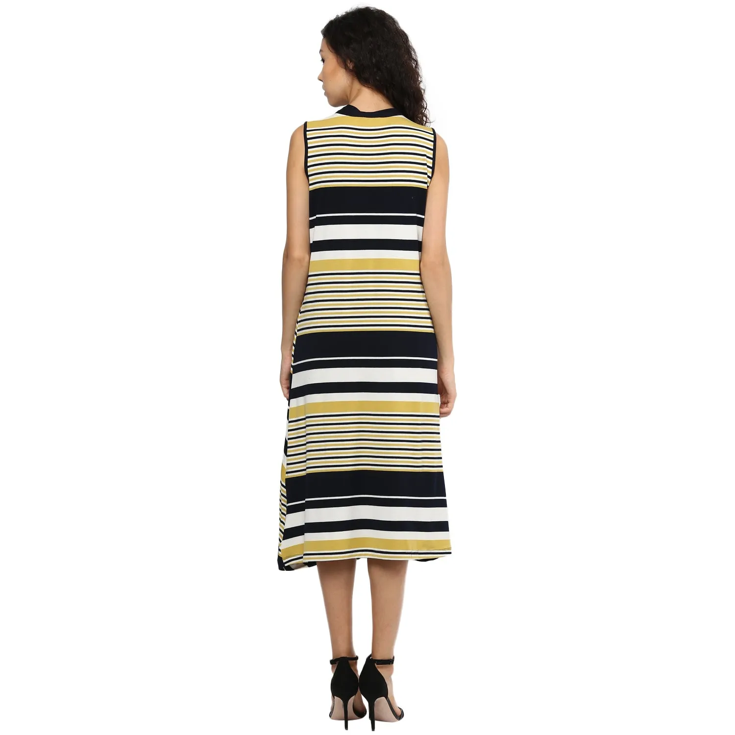 Dark Blue Striped Dress