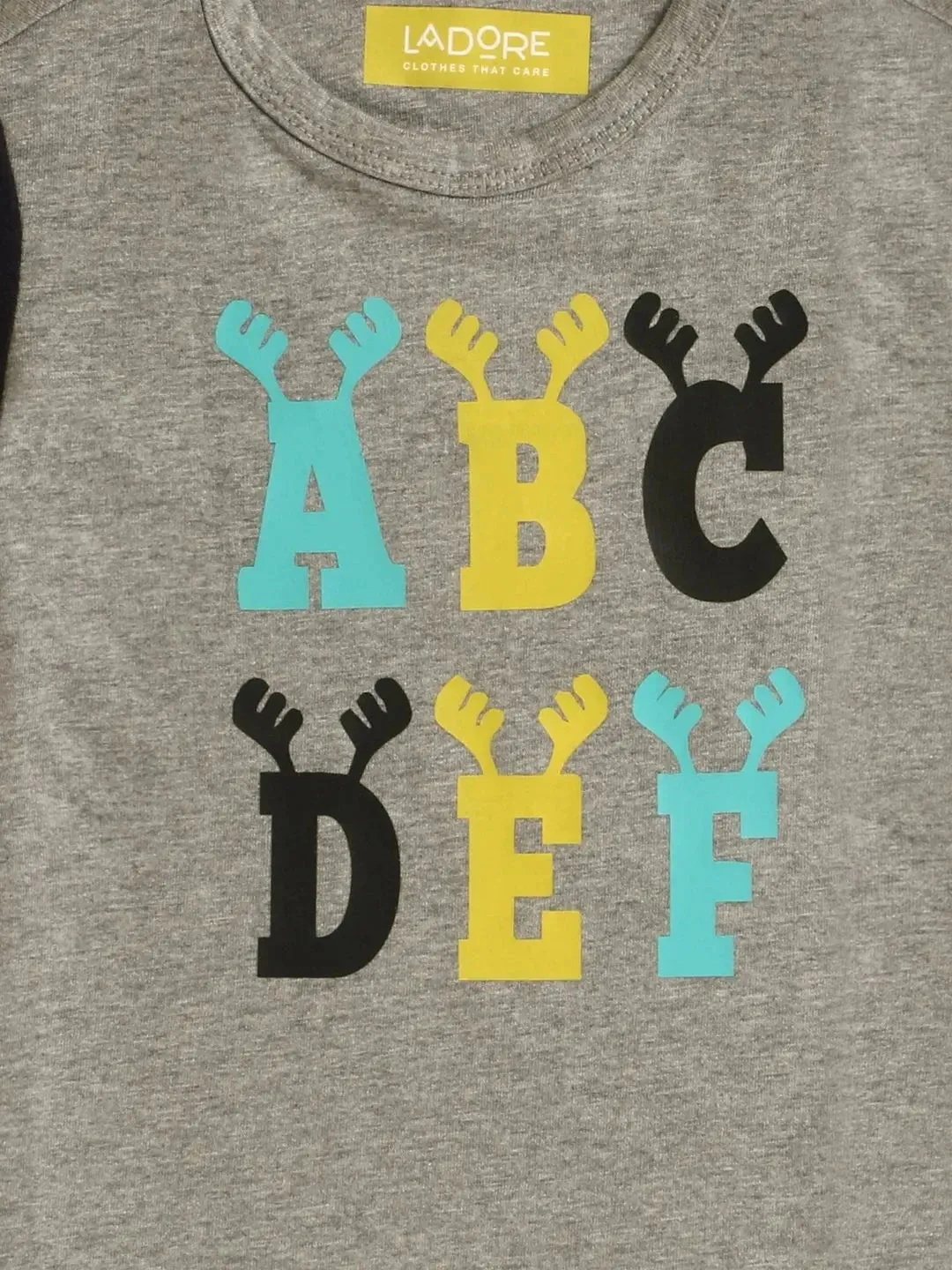 Grey Alphabet Printed Cotton T-shirt