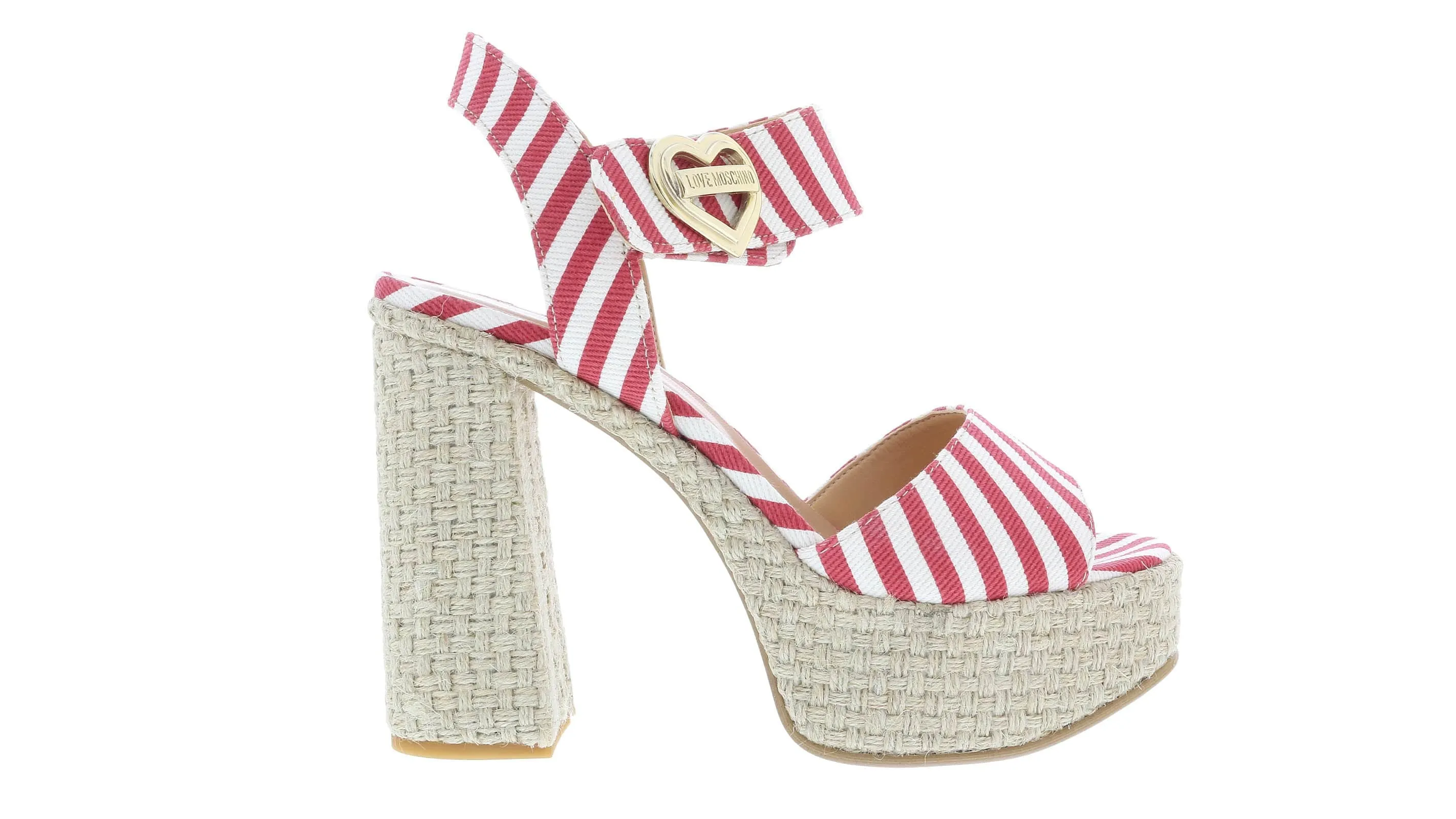 Love Moschino  Striped Platform  Heel Sandal-