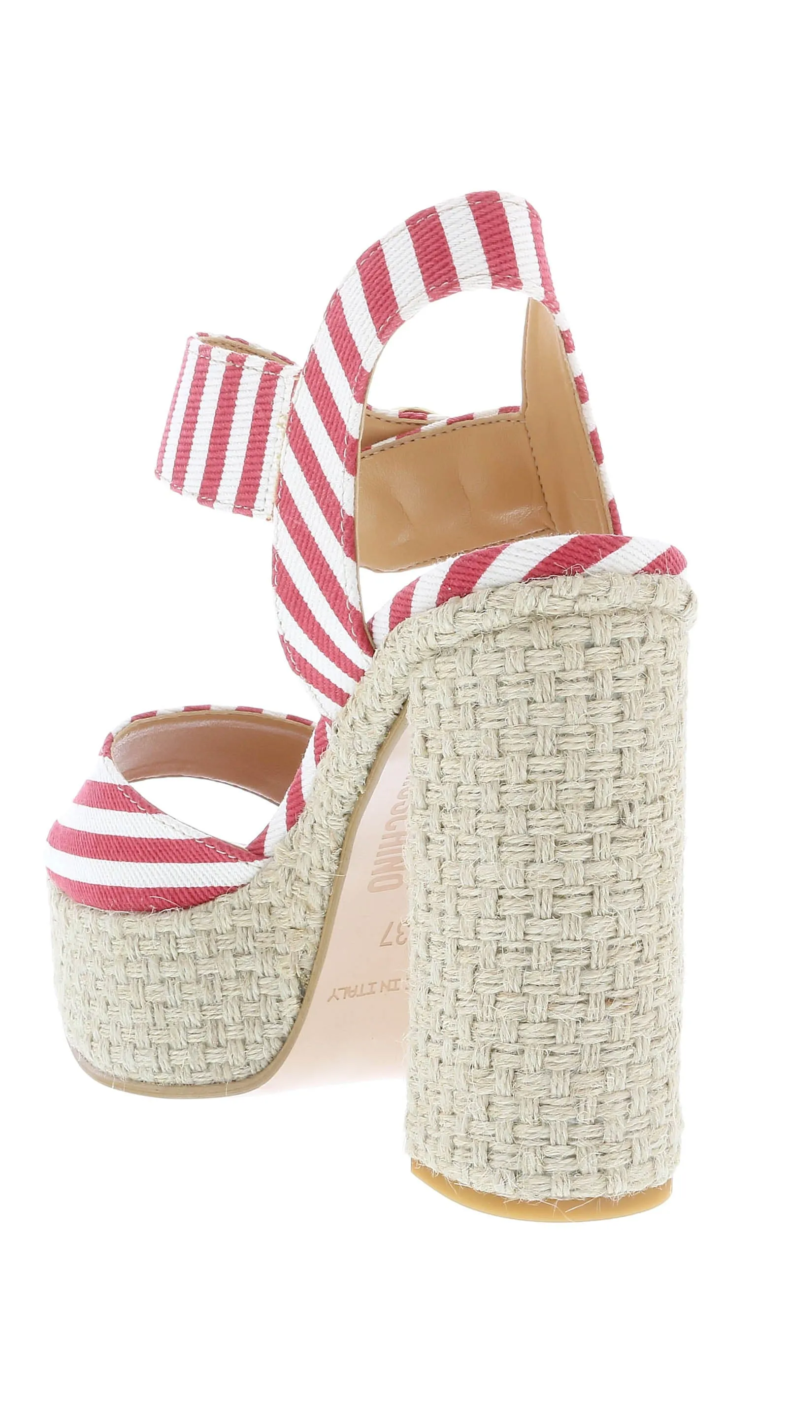Love Moschino  Striped Platform  Heel Sandal-